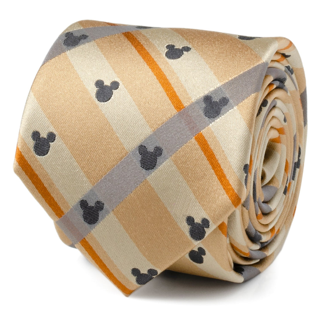 Disney Mickey Mouse Silhouette Tan Plaid Tie by Cufflinks.com