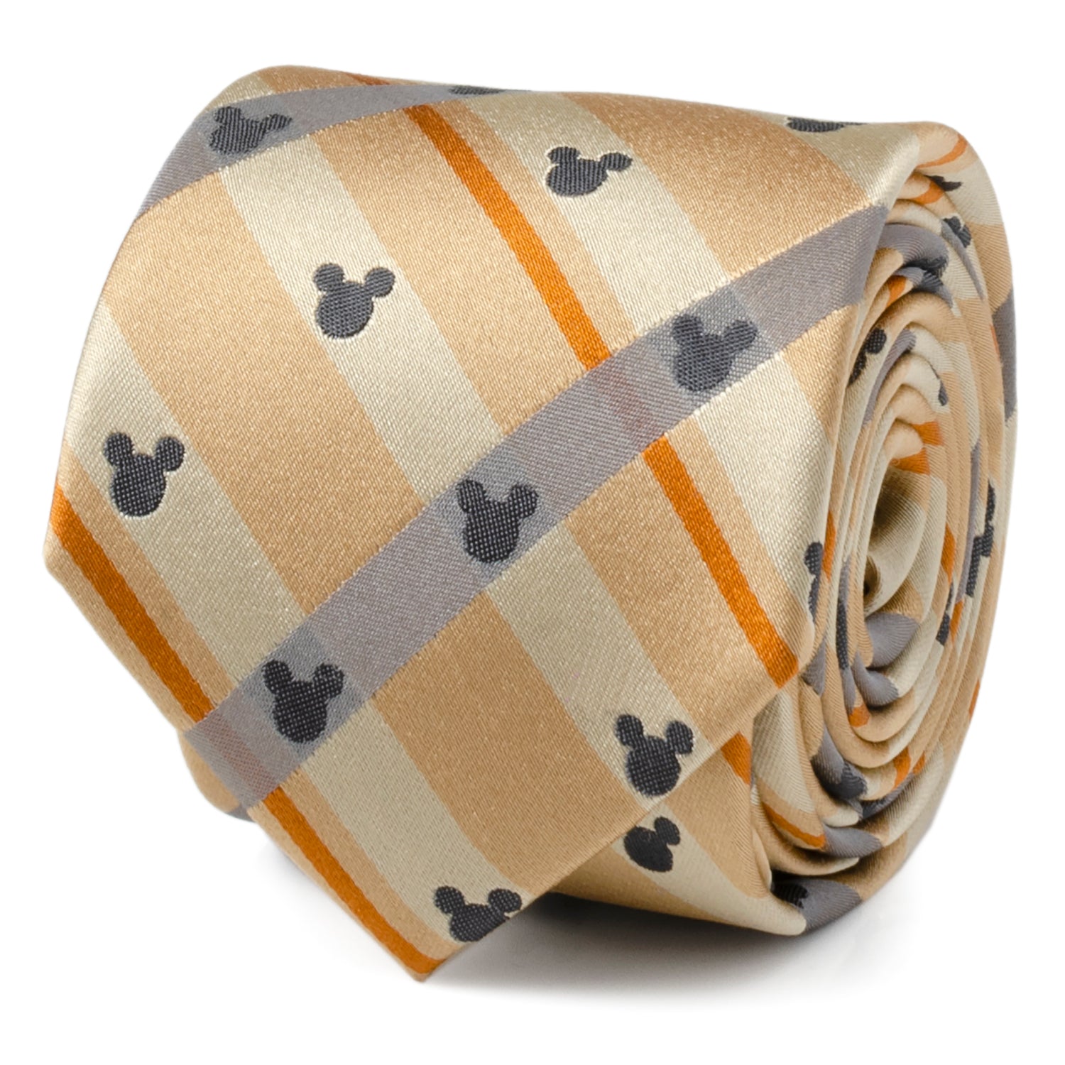 Disney Mickey Mouse Silhouette Tan Plaid Tie by Cufflinks.com