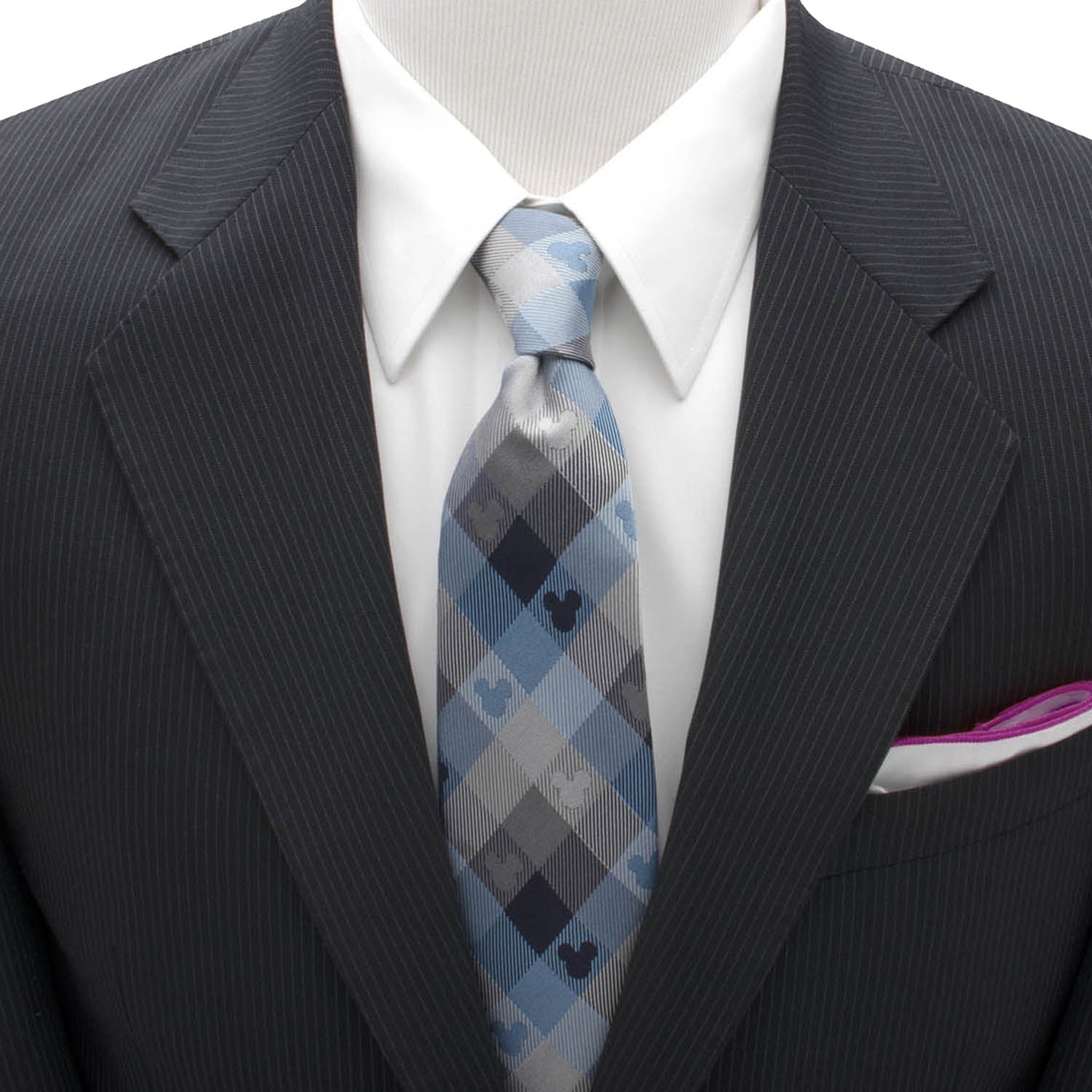 Disney Mickey Mouse Blue Plaid Mens Tie by Cufflinks.com