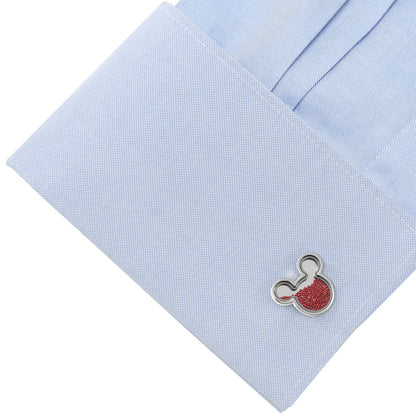 Disney Mickey Mouse Silhouette Red Caviar Bead Cufflinks by Cufflinks.com