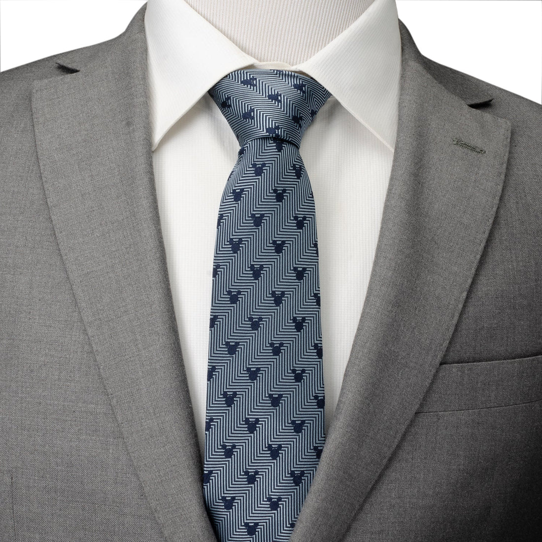 Disney Mickey Mouse Silhouette Blue Herringbone Men&