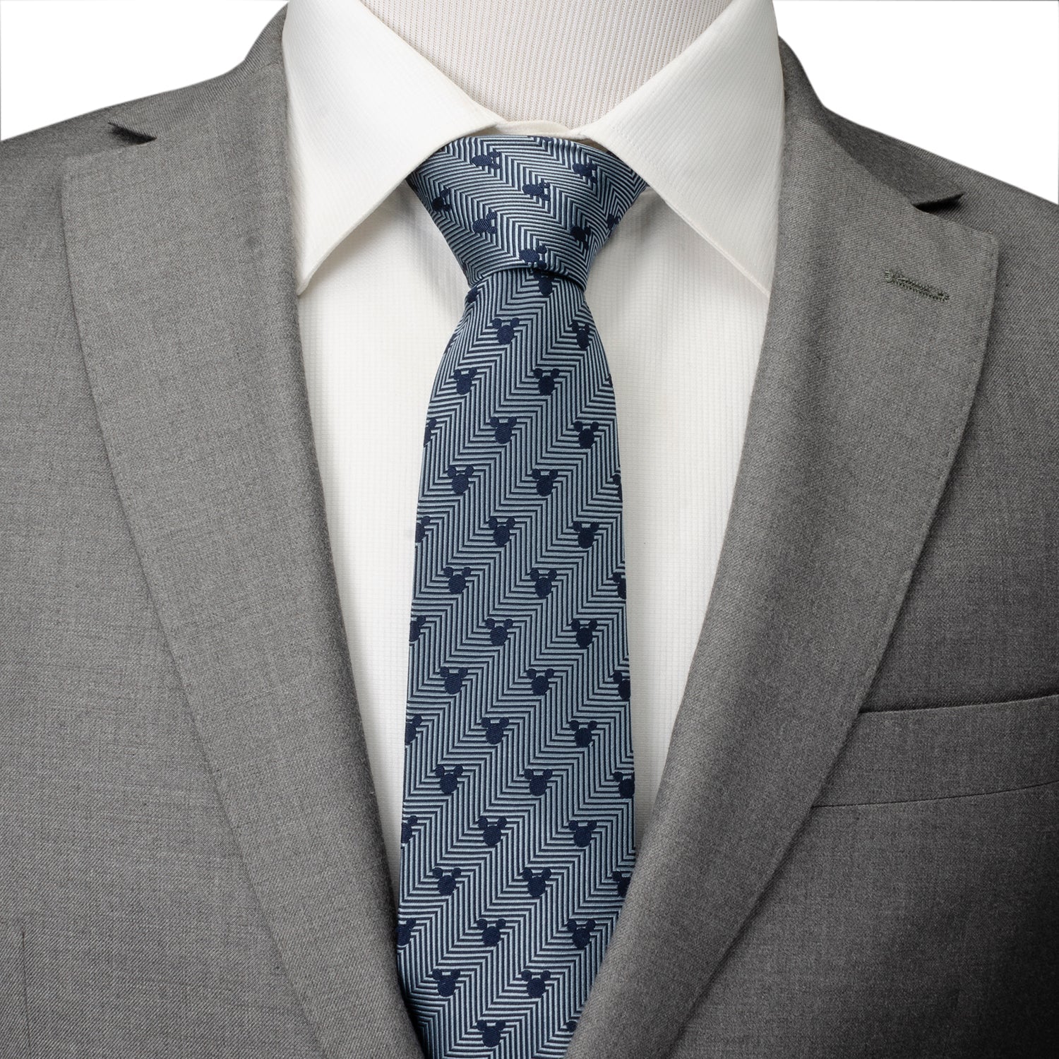 Disney Mickey Mouse Silhouette Blue Herringbone Men&