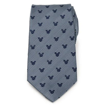 Disney Mickey Mouse Silhouette Blue Herringbone Men&