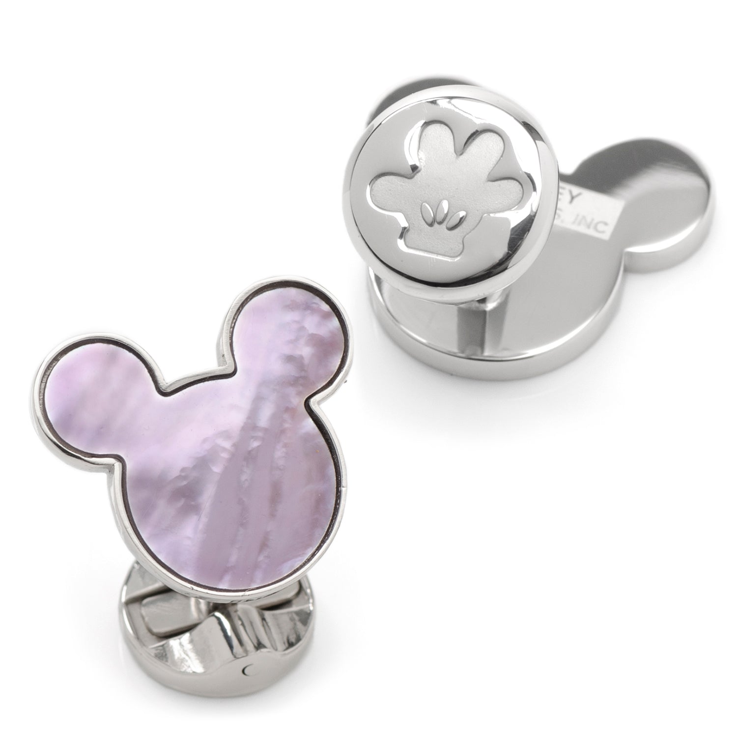 Disney Mickey Mouse Silhouette Lavender Mother of Pearl Sterling Silver Cufflinks by Cufflinks.com