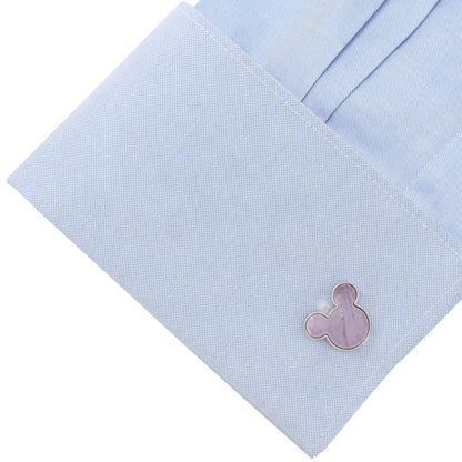 Disney Mickey Mouse Silhouette Lavender Mother of Pearl Sterling Silver Cufflinks by Cufflinks.com