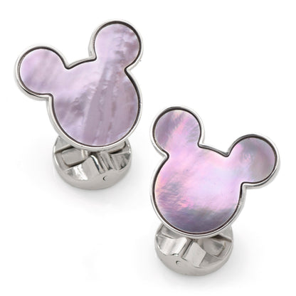 Disney Mickey Mouse Silhouette Lavender Mother of Pearl Sterling Silver Cufflinks by Cufflinks.com
