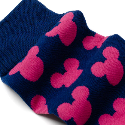 Disney Mickey Mouse Silhouette Pink Sock and Mickey Blue Lapel Pin Gift Set