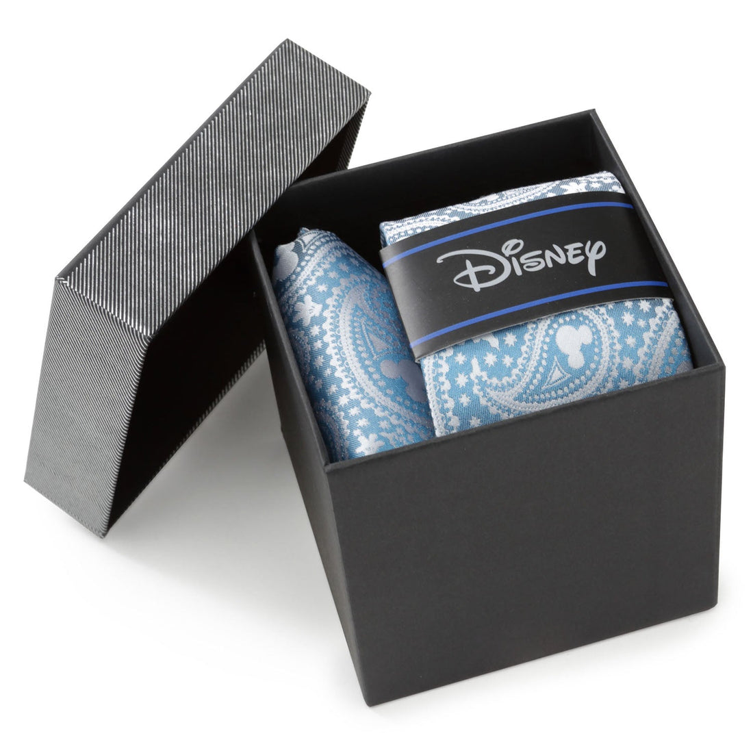 Disney Mickey Mouse Teal Paisley Necktie and Pocket Square Gift Set