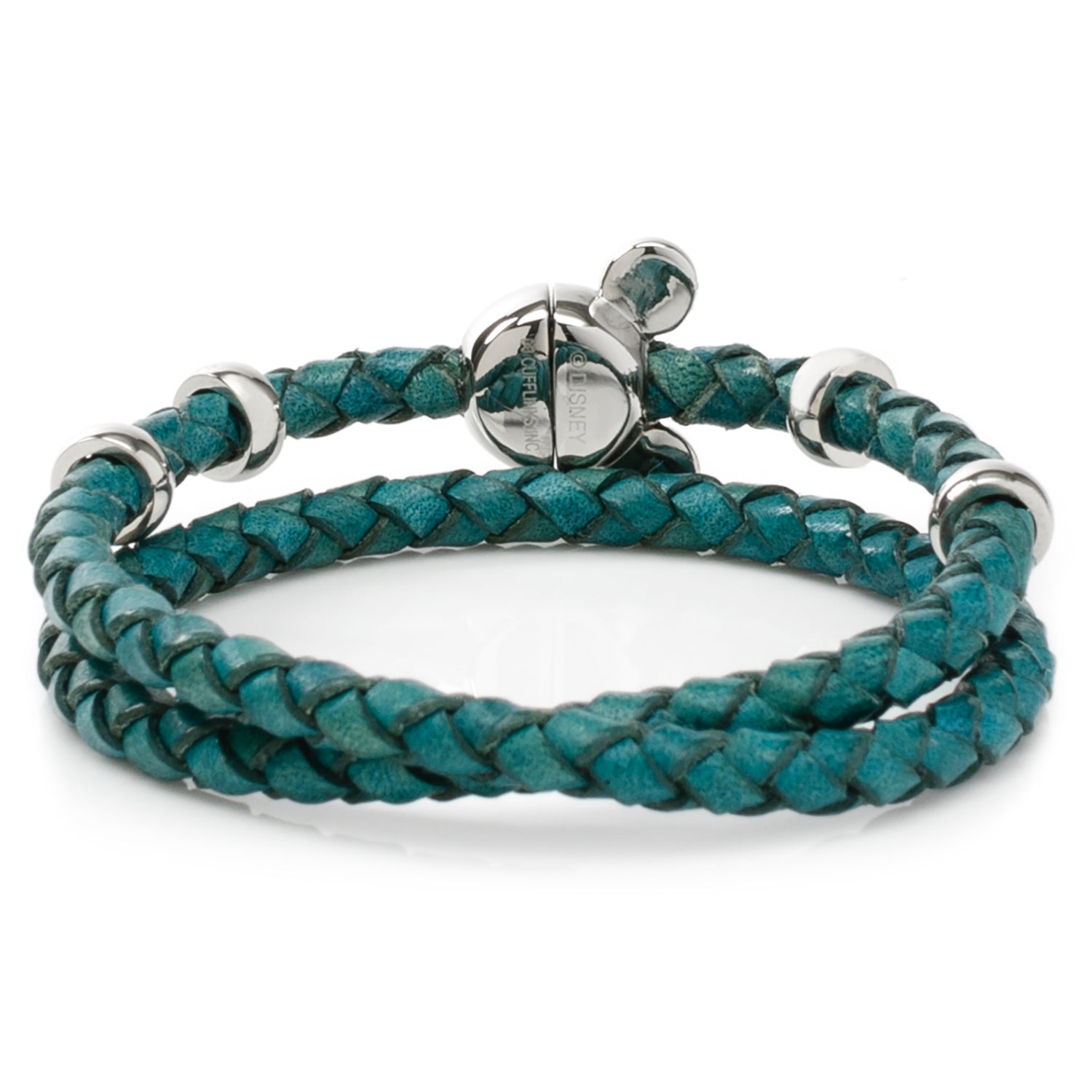 Disney Mickey Mouse Silhouette Teal Leather Wrap Bracelet by Cufflinks.com