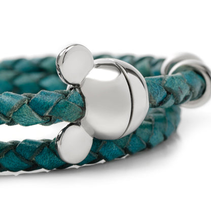 Disney Mickey Mouse Silhouette Teal Leather Wrap Bracelet by Cufflinks.com