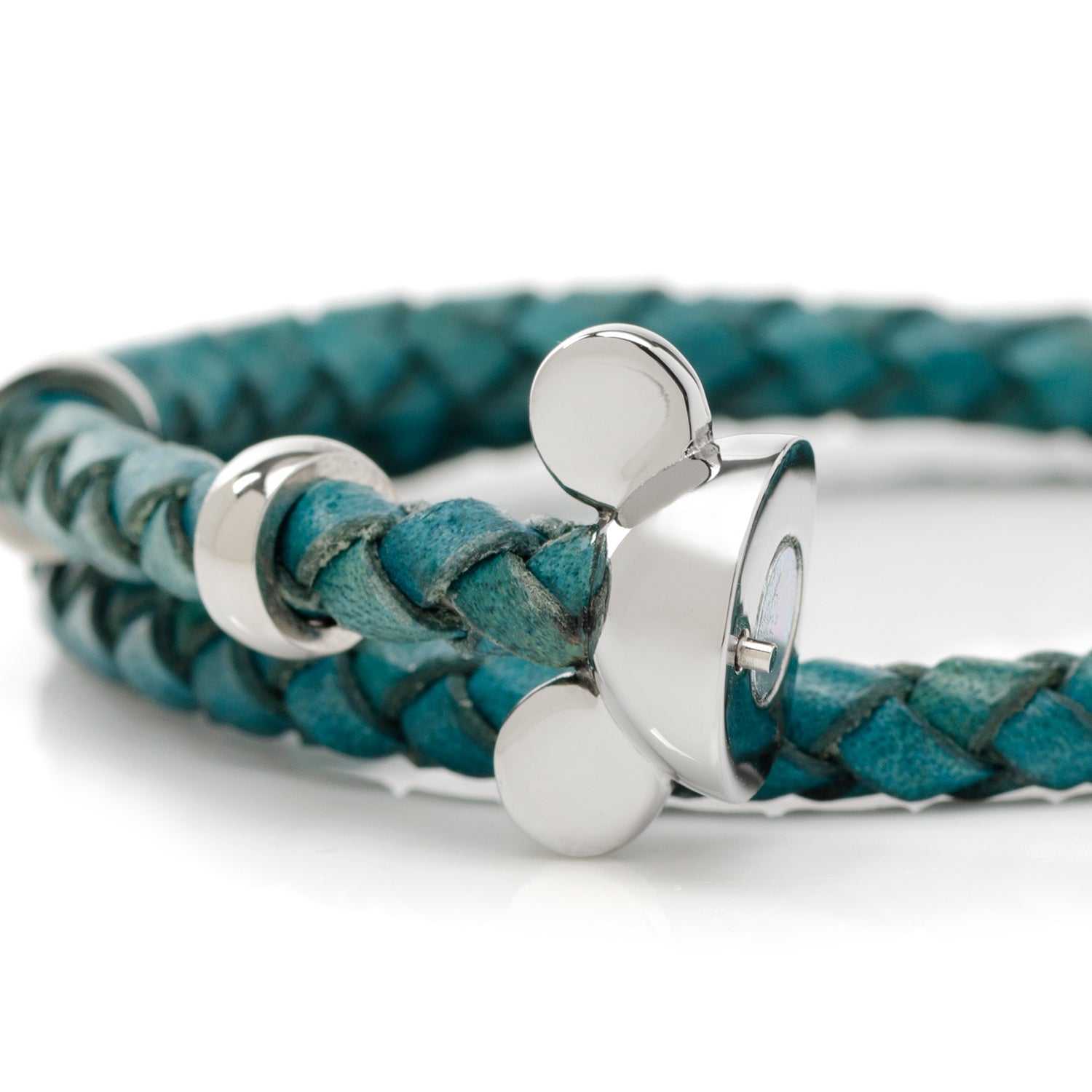Disney Mickey Mouse Silhouette Teal Leather Wrap Bracelet by Cufflinks.com