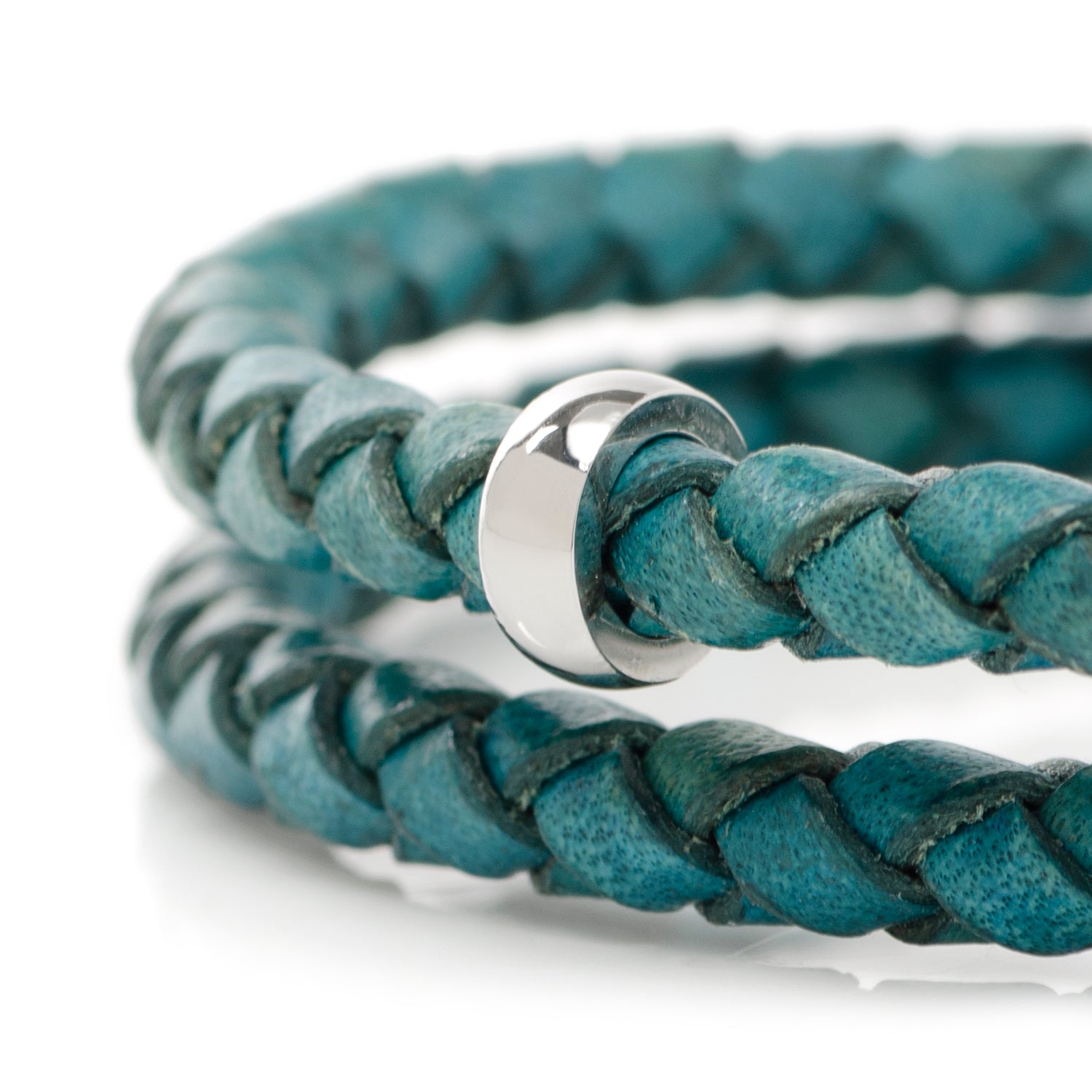 Disney Mickey Mouse Silhouette Teal Leather Wrap Bracelet by Cufflinks.com