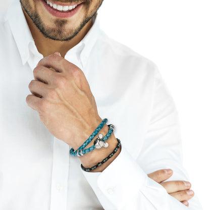 Disney Mickey Mouse Silhouette Teal Leather Wrap Bracelet by Cufflinks.com