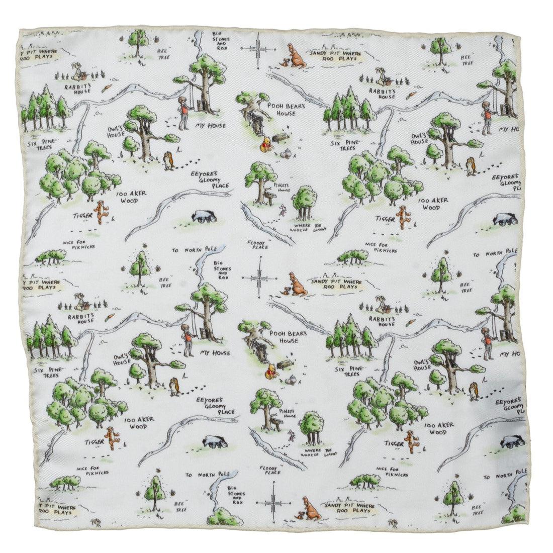 Disney Winnie the Pooh Map Pocket Square 