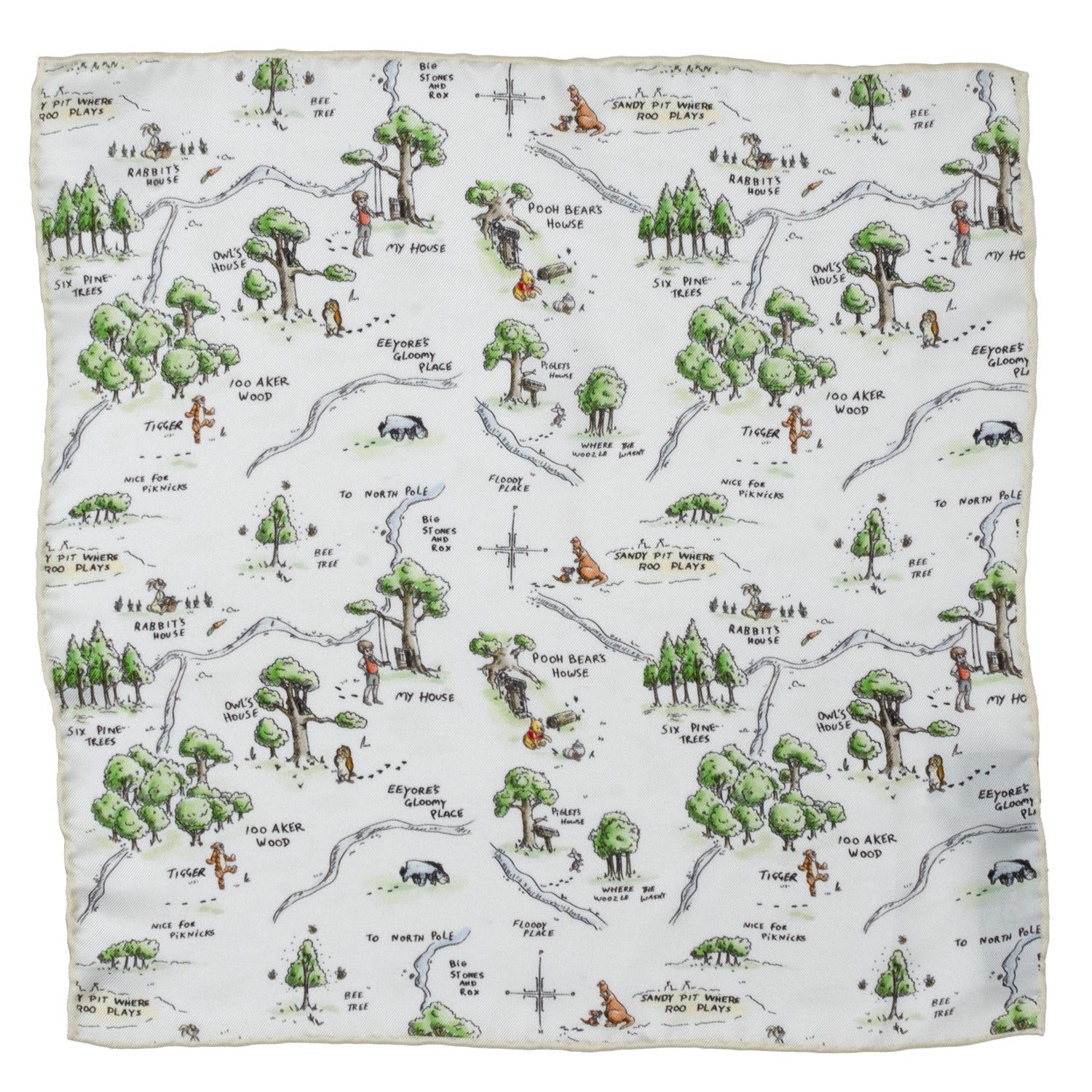 Disney Winnie the Pooh Map Pocket Square by Cufflinks.com