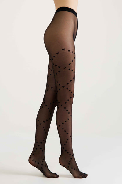 Fantasy Tights Conte Dolce Vita - Hearts With Lace-Up Imitation