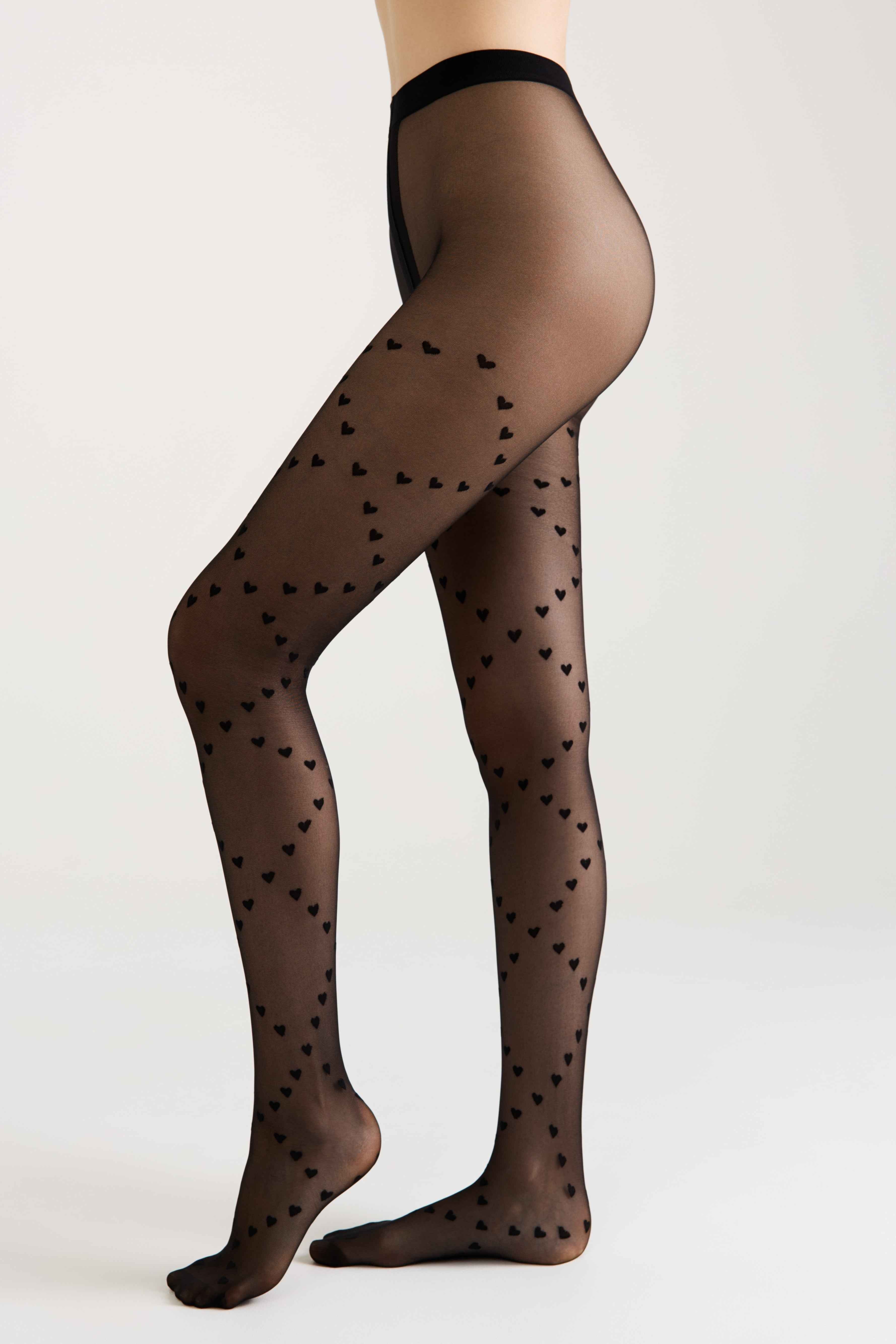 Fantasy Tights Conte Dolce Vita - Hearts With Lace-Up Imitation