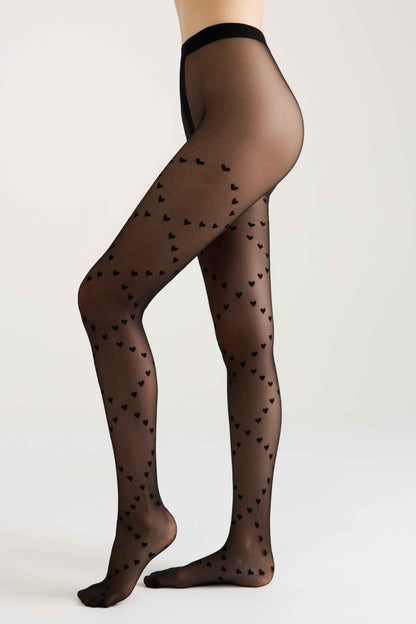 Fantasy Tights Conte Dolce Vita - Hearts With Lace-Up Imitation