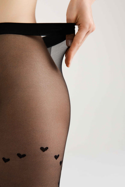 Fantasy Tights Conte Dolce Vita - Hearts With Lace-Up Imitation
