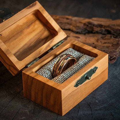 Meteorite Gold Leaf Guitar String Tungsten Carbide Ring - DestGlow