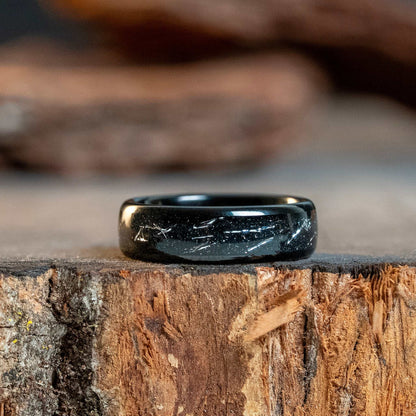 Black Galactic Meteorite Tungsten Carbide Ring - 6mm - DestGlow