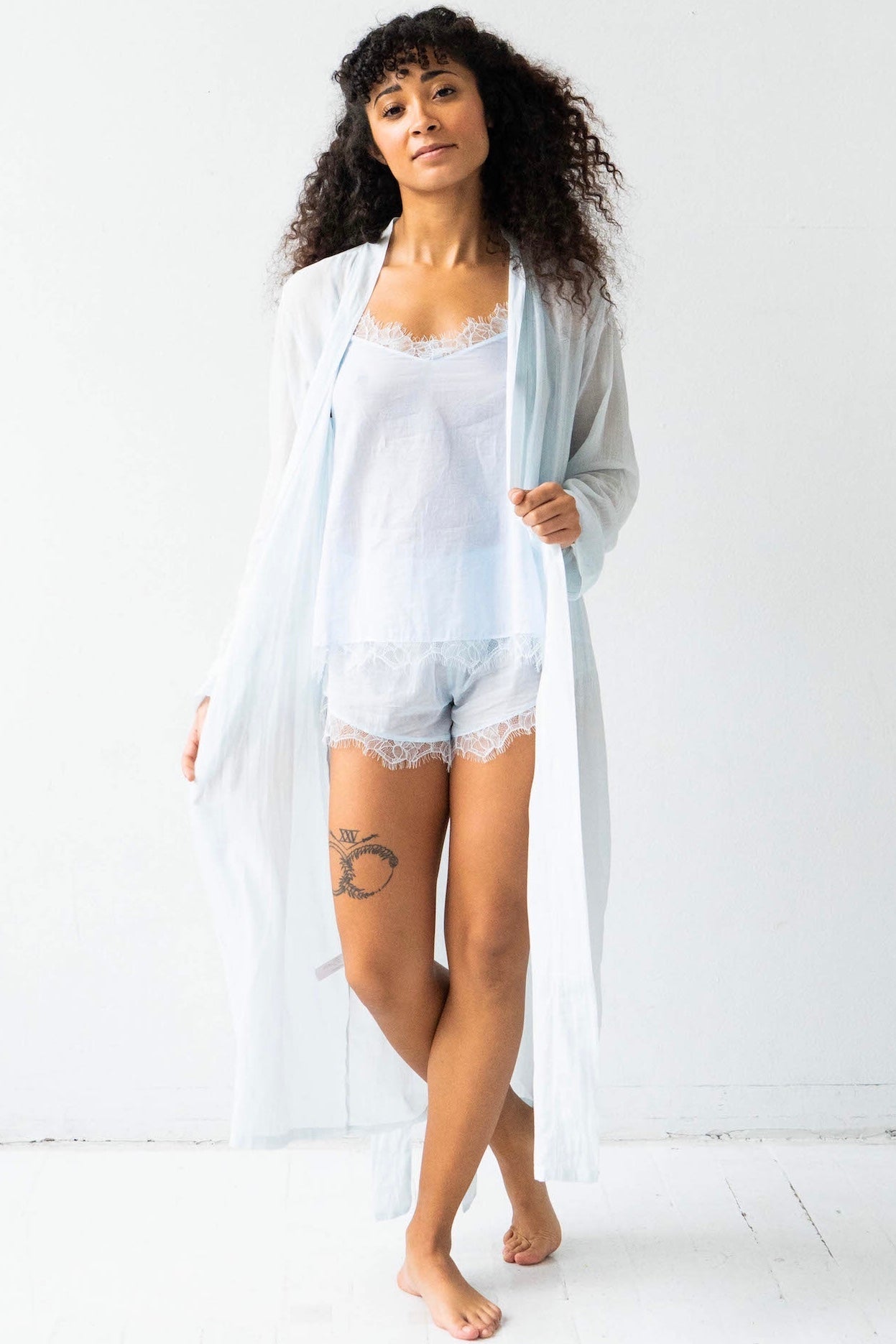 Classic Long Sheer Cotton-Silk Robe