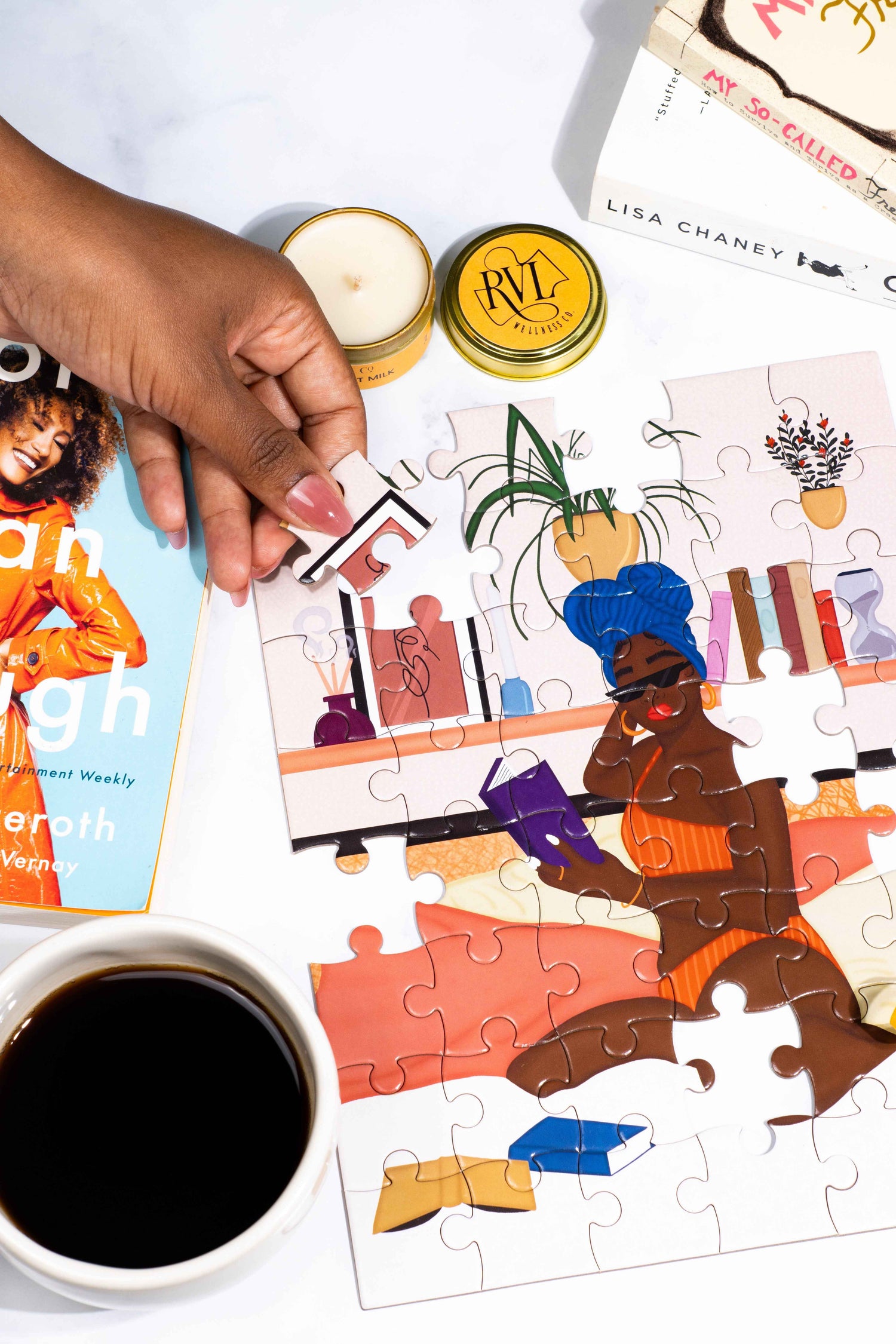 Reading &amp; Relaxing | 48 Piece Puzzle &amp; Candle Gift Set