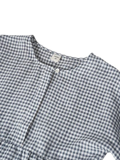 Linen Checked Long-Sleeved Top CAROLINE by LINTICO