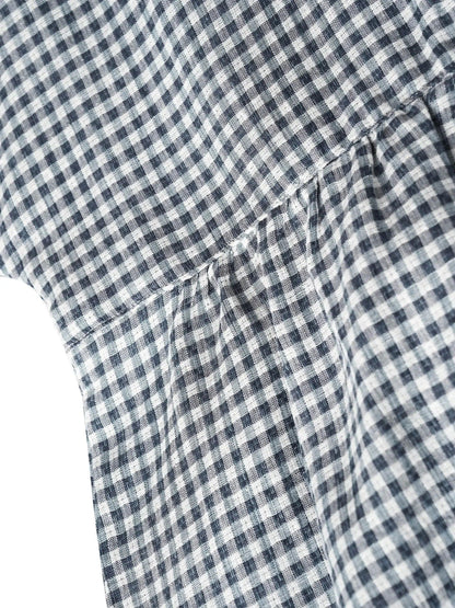 Linen Checked Long-Sleeved Top CAROLINE by LINTICO