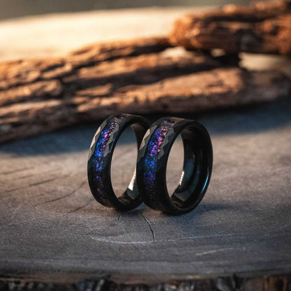 Couple Rings Nebula Meteorite x Galaxy Blue Sandstone Rings 6mm/8mm - DestGlow