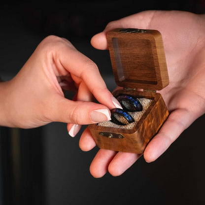 Couple Rings Nebula Meteorite x Galaxy Blue Sandstone Rings 6mm/8mm - DestGlow