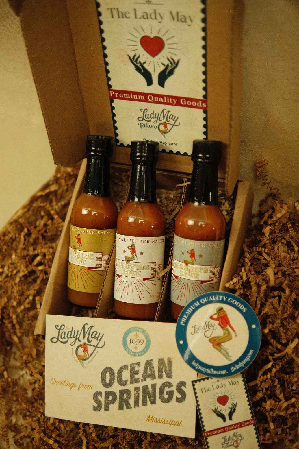 Hot Sauce 3-Pack Gift Set - Original, Habanero &amp; Sweet Heat | Small Batch Restaurant Made | Lady May
