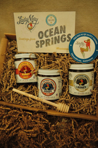 Honey Trio 3-Pack Gift Set - Raw, Hot &amp; Vanilla Honey | Small Batch Farm Grown | Lady May by The Lady May