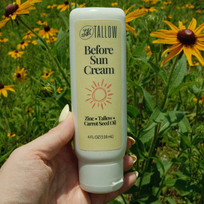 Tallow Before Sun Cream - Natural Sun Prep with Non-Nano Zinc Oxide & Carrot Seed Oil