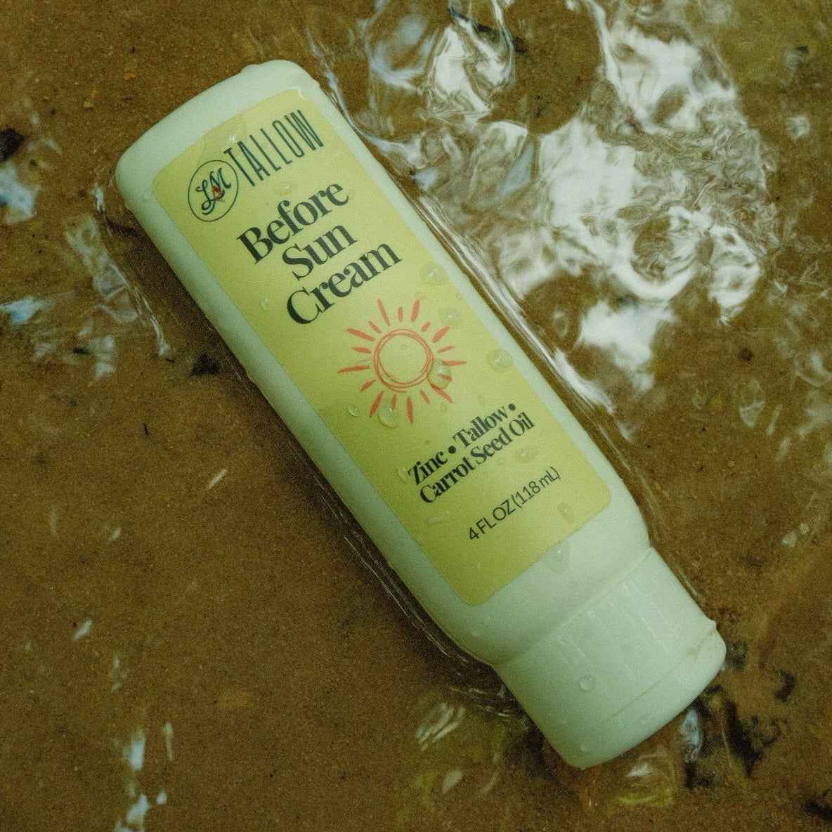 Tallow Before Sun Cream - Natural Sun Prep with Non-Nano Zinc Oxide &amp; Carrot Seed Oil