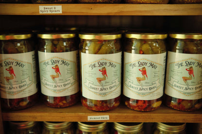 Sweet &amp; Spicy Pickled Okra - Southern Style | Small Batch Restaurant Made | Lady May - 24oz