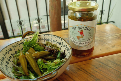 Sweet &amp; Spicy Pickled Okra - Southern Style | Small Batch Restaurant Made | Lady May - 24oz