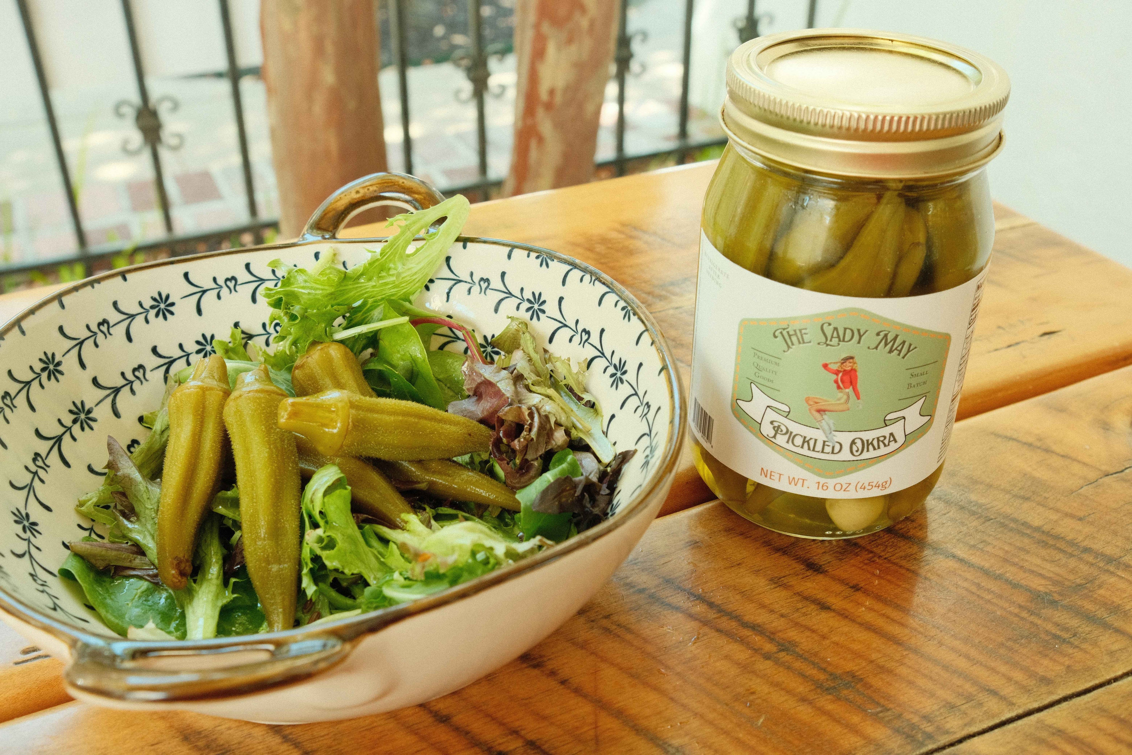 The Lady May Mild Pickled Okra - Small Batch Southern Garlic Dill Okra