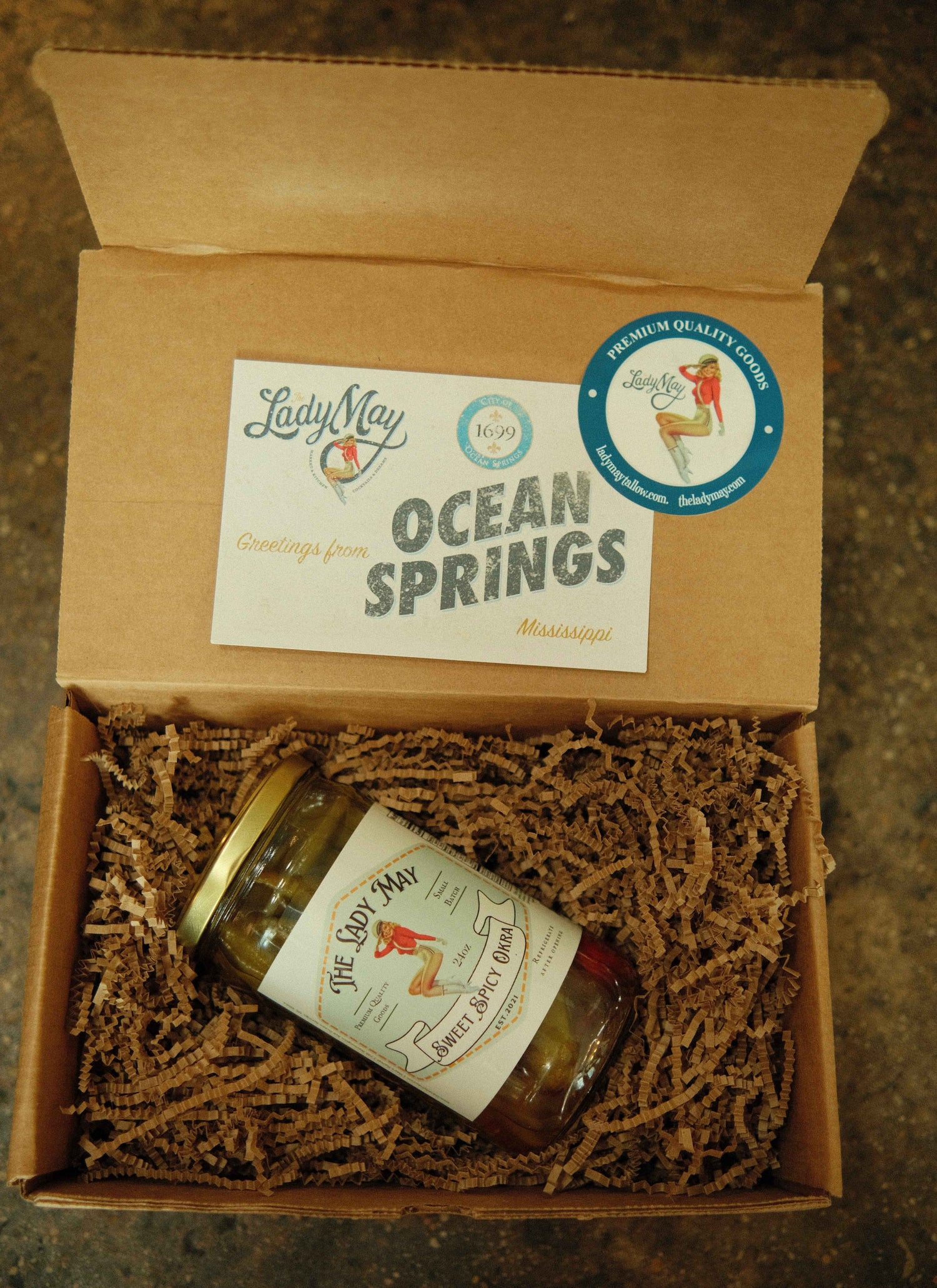 Sweet &amp; Spicy Pickled Okra - Southern Style | Small Batch Restaurant Made | Lady May - 24oz