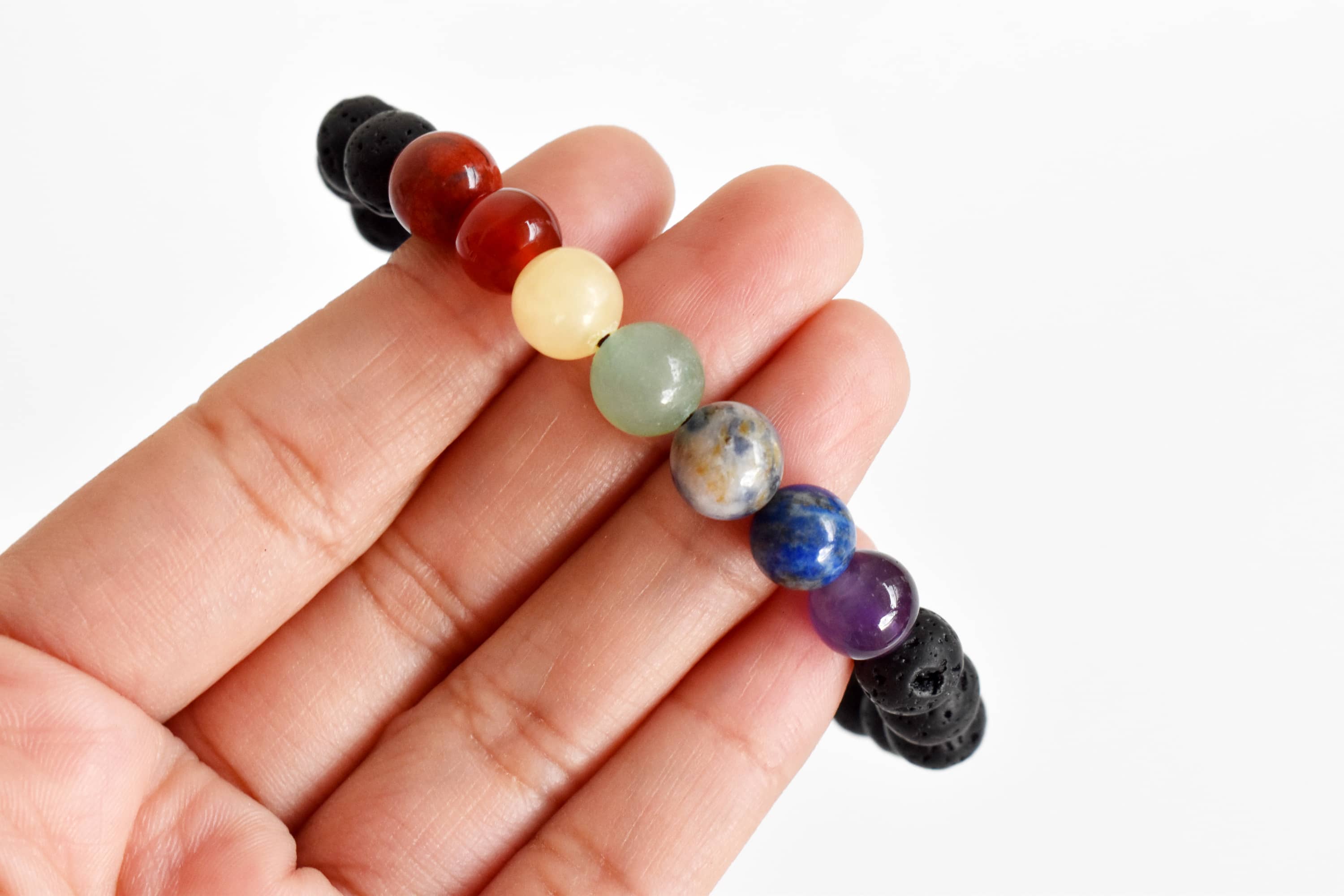 7 Chakra Diffuser Bracelet, Lava with 7 Chakra&