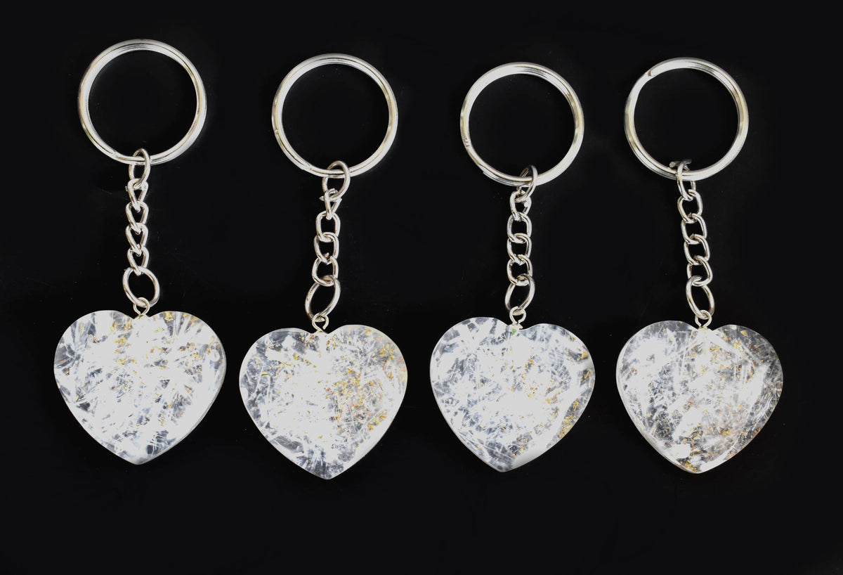 Selenite Key Chain, Gemstone Keychain Crystal Key Ring (Purification and Aura Cleansing)  DestGlow