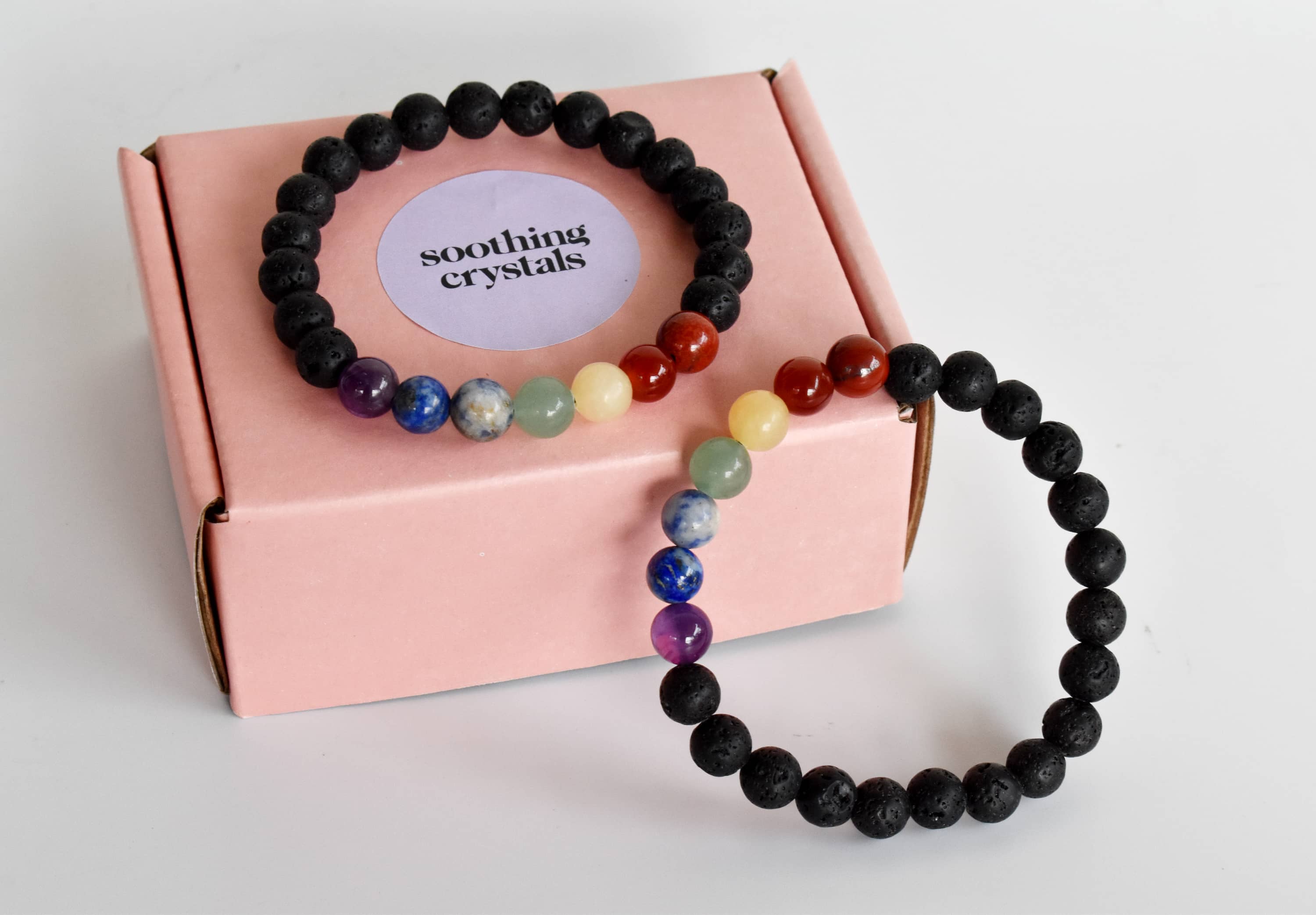 7 Chakra Diffuser Bracelet, Lava with 7 Chakra&