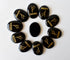 Natural Black Agate Flat Stones, Oval Engraved Success Crystals (Success and Goals)  DestGlow