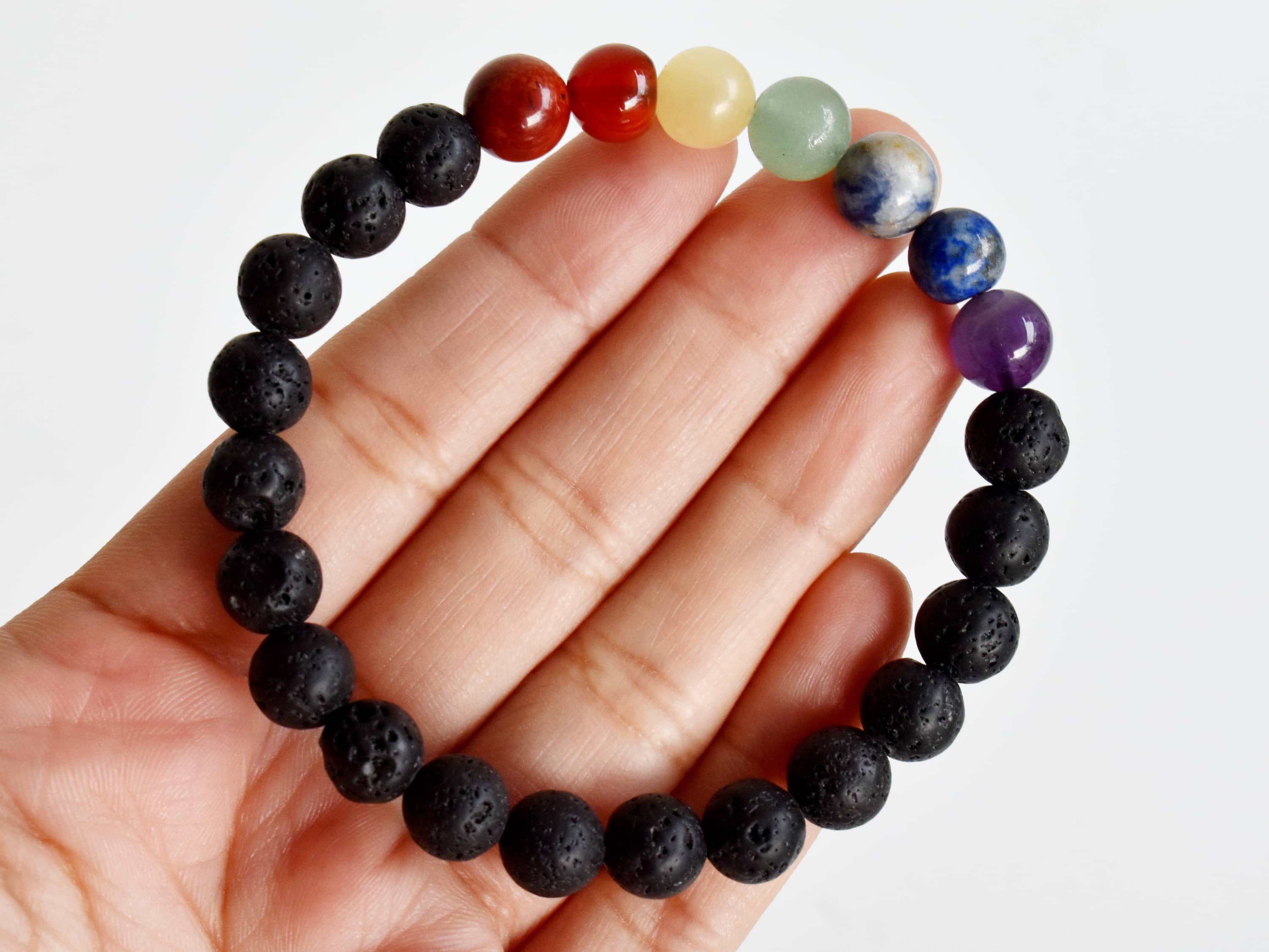 7 Chakra Diffuser Bracelet, Lava with 7 Chakra&