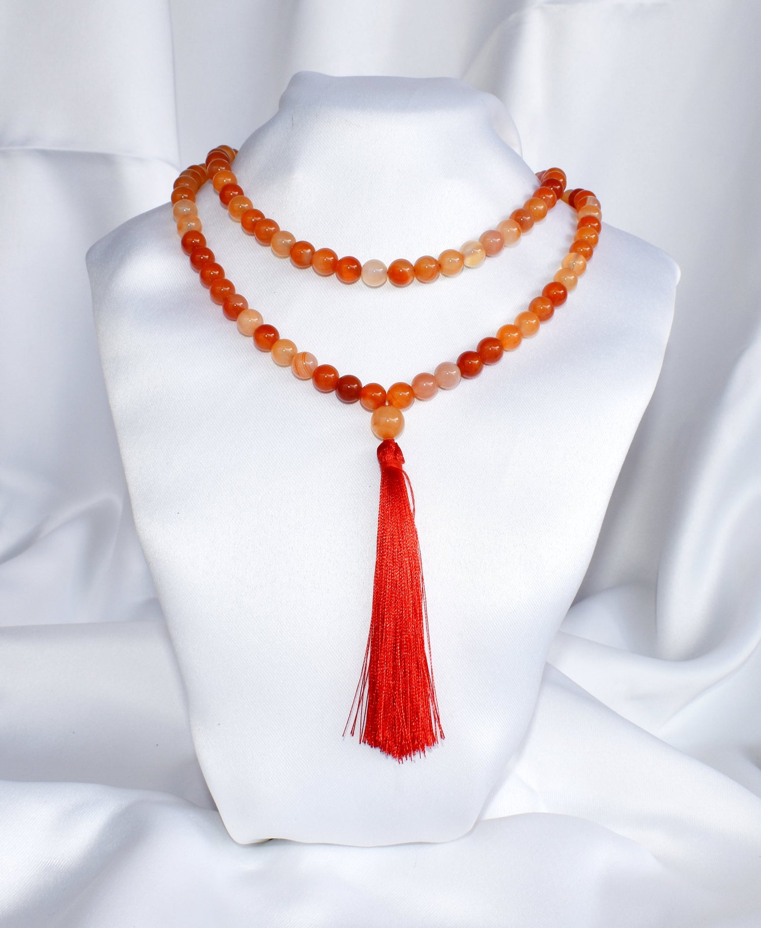 Carnelian Gemstone Mala, 108 Prayer Bead Mala.  DestGlow