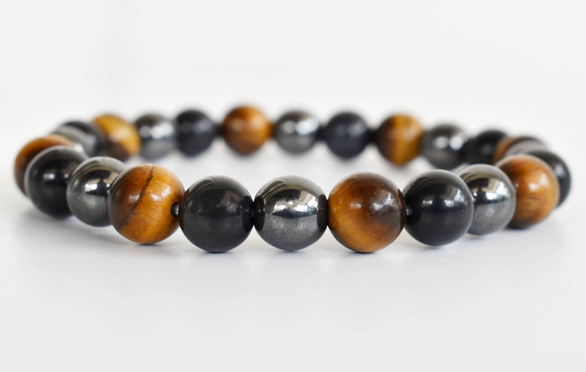 TRIPLE PROTECTION Crystal Bracelet (Tiger Eye, Black Obsidian, Hematite)  DestGlow
