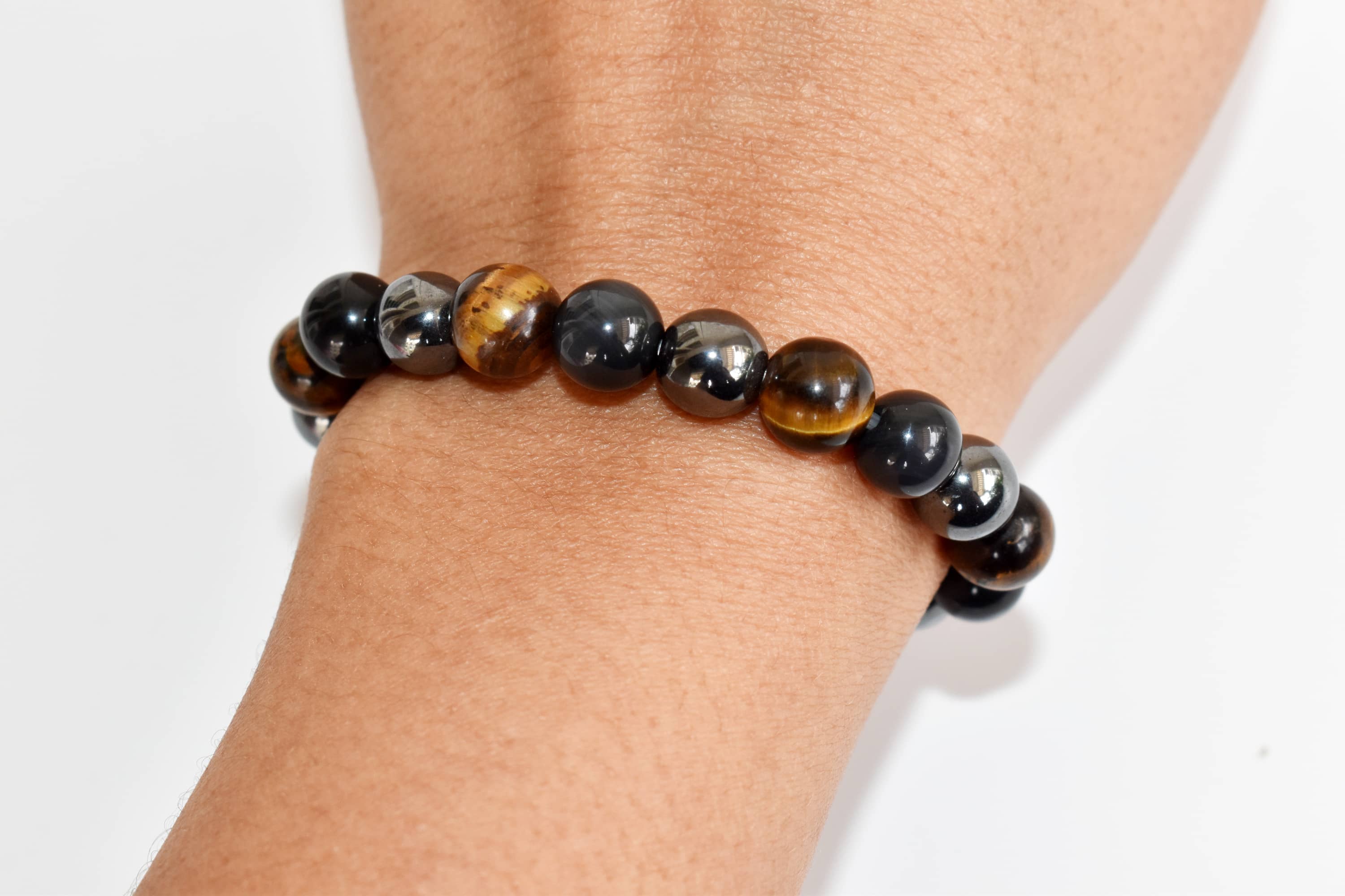 TRIPLE PROTECTION Crystal Bracelet (Tiger Eye, Black Obsidian, Hematite)  DestGlow