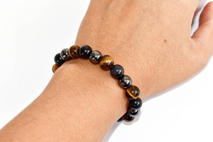 TRIPLE PROTECTION Crystal Bracelet (Tiger Eye, Black Obsidian, Hematite)  DestGlow