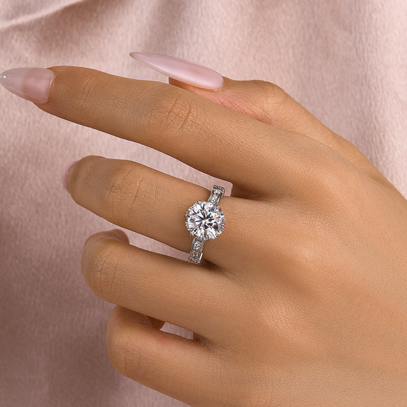 Rodiffy Moissanite 2.0Ct Round Cut Twist White Gold Promise Bridal Ring by Avera Group