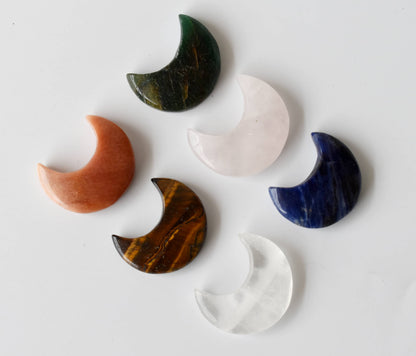 Polished  Crystal Moons, Hand Carved Crescent Moon Shaped  DestGlow